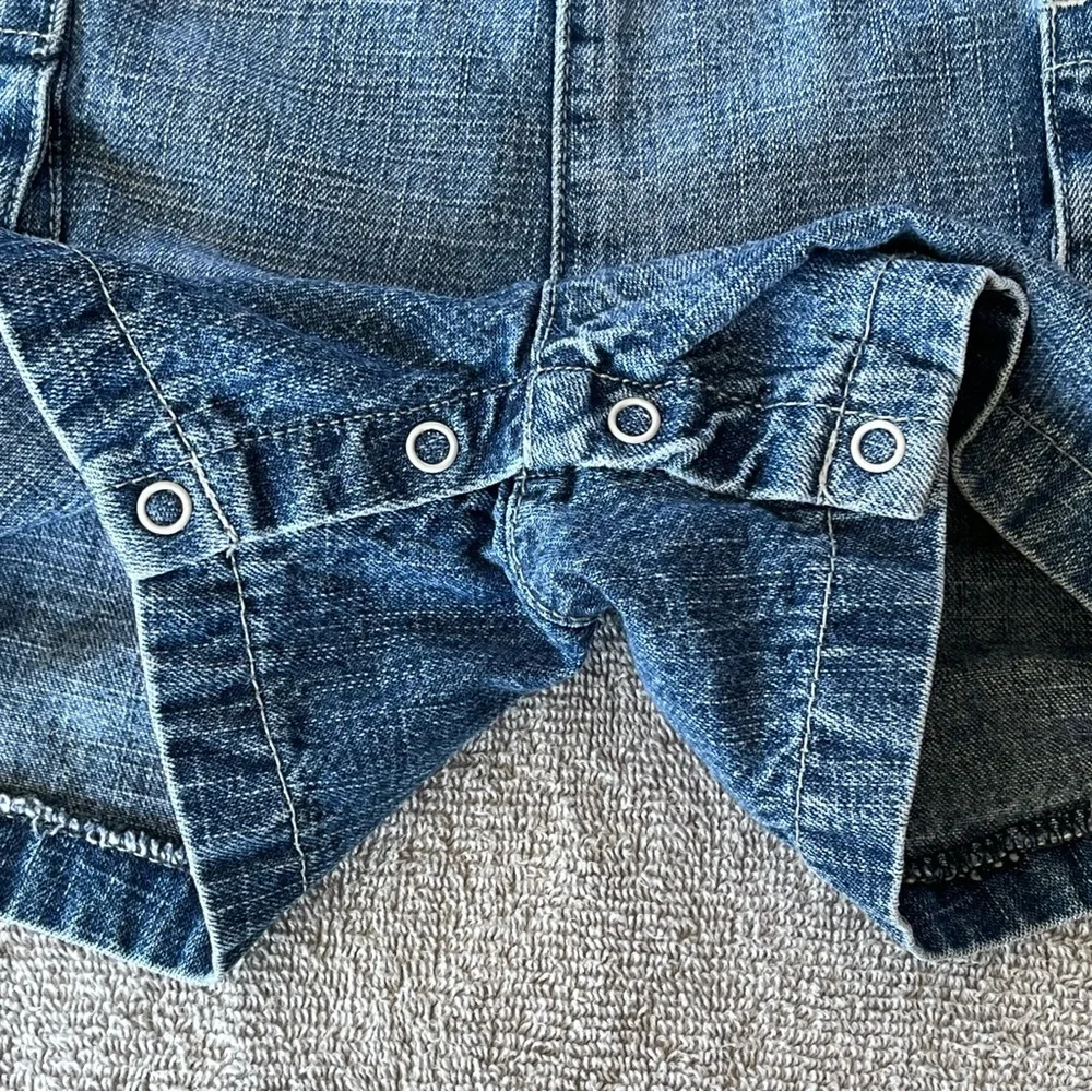 Vintage Laura Ashley 18M Blue Denim Boys Overalls Jean Shorts Pirate Ship Cotton